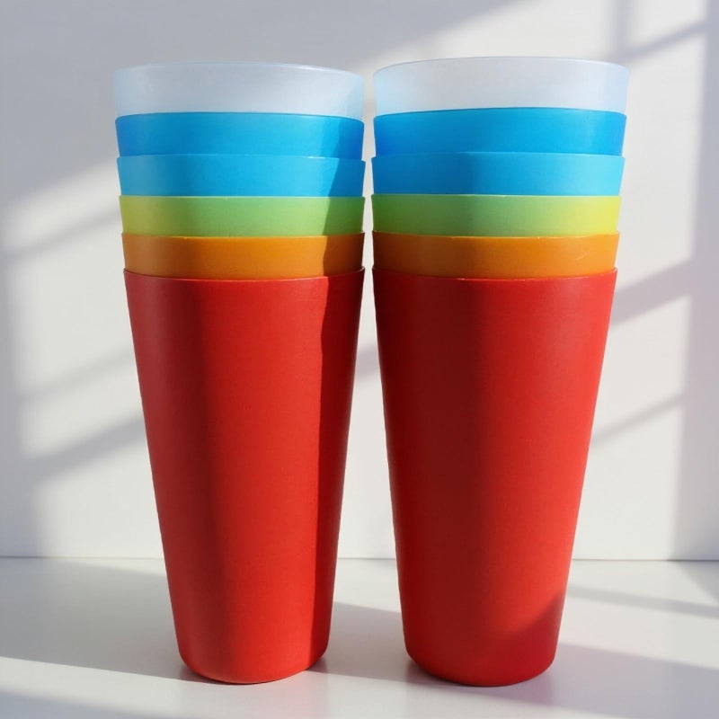 AOYITE Large Plastic Cups Reusable - 32 oz Water Tumblers Unbreakable Drinking Glasses set of 12 - BPA Free Dishwasher Safe Big Plastic Cups for Kids Kitchen Camping Party Outdoor - Image 5